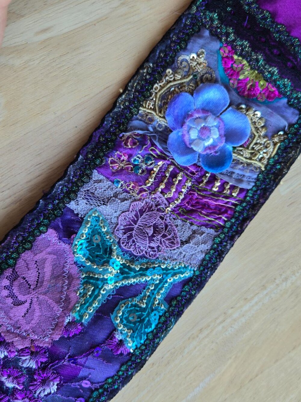 Handmade Purple and Blue Quilted Hair Sash Y2k-Style - Picture 12 of 13